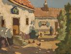 H. Endlich (XX) - Boerderij met boerin en kippen, Antiek en Kunst, Kunst | Schilderijen | Klassiek