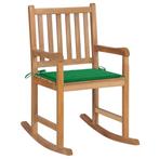 vidaXL Schommelstoel met groen kussen massief teakhout, Verzenden, Nieuw, Hout
