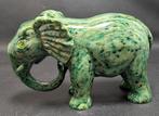 Aventurine Met de hand uitgehouwen olifant - Hoogte: 180 mm