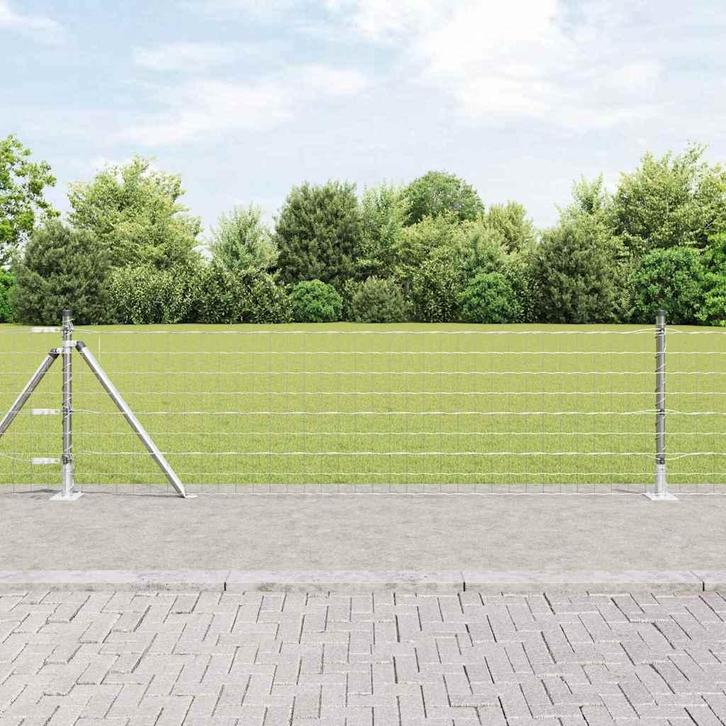 vidaXL Hecke met palen Zilver 0.4 x 10 m Staal, Tuin en Terras, Schuttingen, Nieuw, IJzer, Verzenden