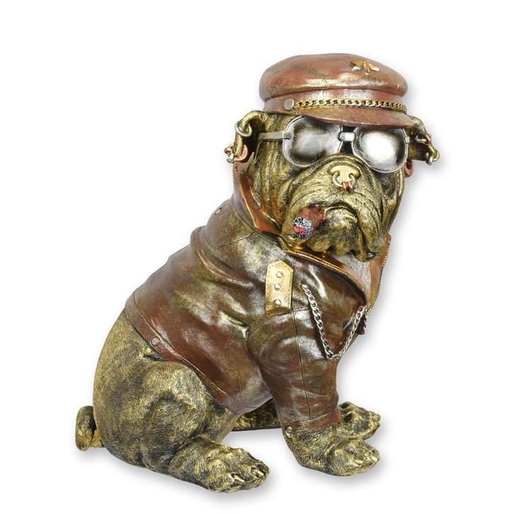 A RESIN FIGURINE OF A DRESSED ENGLISH BULLDOG WITH CIGAR, Antiek en Kunst, Kunst | Beelden en Houtsnijwerken, Verzenden