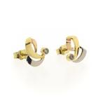 Tricolor gouden oorstekers met zirconia (Oorbellen), Gebruikt, Overige kleuren, Ophalen of Verzenden, Met edelsteen