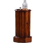Geprofileerd cilindrisch nachtkastje ca1850 in wildnoten No, Antiek en Kunst, Antiek | Meubels | Kasten, Ophalen of Verzenden