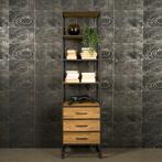 *WOONWINKEL* Tower Living Felino Smalle Open Kast Van Teakho, Huis en Inrichting, Kasten | Boekenkasten, Verzenden, Nieuw