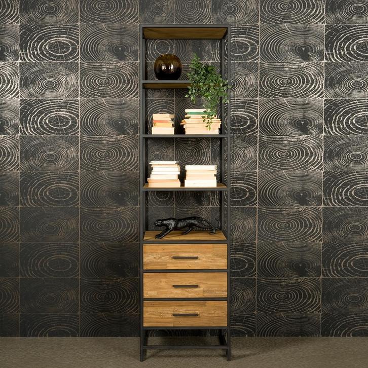 *WOONWINKEL* Tower Living Felino Smalle Open Kast Van Teakho, Huis en Inrichting, Kasten | Boekenkasten, Nieuw, Verzenden