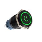 Push schakelaar groene verlichting - 19mm - Power symbool, Ophalen of Verzenden, Nieuw