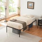 Metalen bedframe Vårdö 90x200 cm met bedbodem en matras zwar, Verzenden, Nieuw