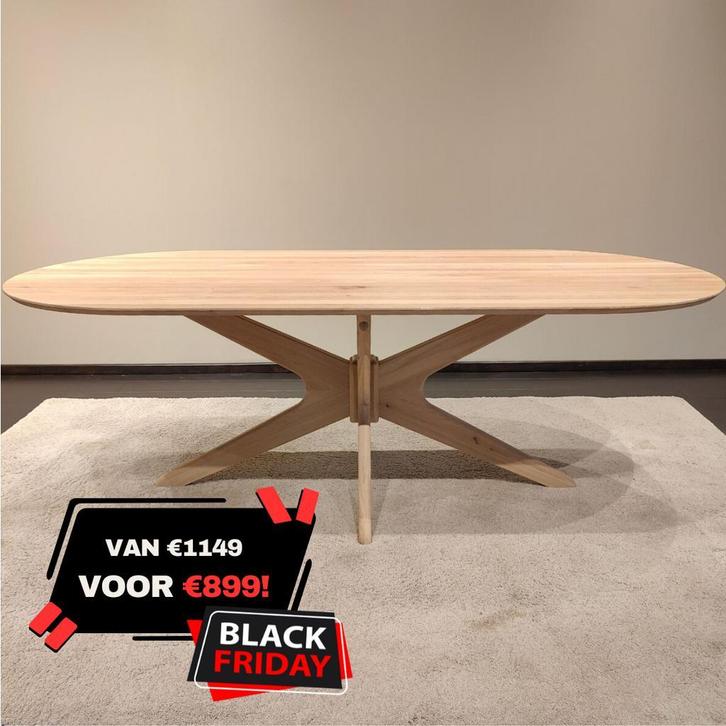 Black Friday!! Eettafel Trapani Plat ovaal naturel 220x100cm, Huis en Inrichting, Tafels | Eettafels, 100 tot 150 cm, 200 cm of meer