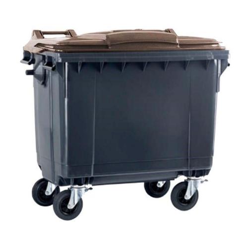 Afvalcontainer 660 liter grijs met bruin deksel, Huis en Inrichting, Woonaccessoires | Prullenbakken, Ophalen of Verzenden
