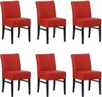 Set van 6 Rode leren landelijke eetkamerstoelen - Toledo Lee, Overige kleuren, Nieuw, Leer, Ophalen of Verzenden