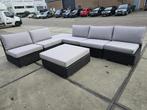 Showroommodel Manjavico hoek loungeset 7-delig zwart wicker, Tuin en Terras, Tuinsets en Loungesets, Ophalen of Verzenden, Nieuw