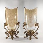 Vaas - art nouveau schouwvazen - metaal en glas, Antiek en Kunst