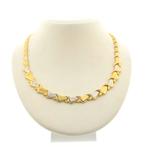 22 Krt. Bicolor gouden fantasie schakel collier | 44 cm, Sieraden, Tassen en Uiterlijk, Kettingen, Ophalen of Verzenden, Gebruikt
