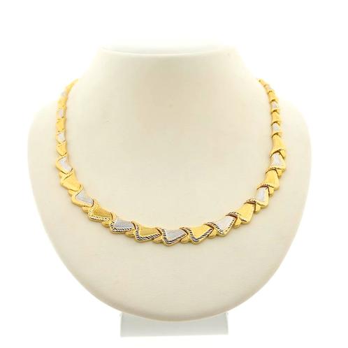 22 Krt. Bicolor gouden fantasie schakel collier | 44 cm, Sieraden, Tassen en Uiterlijk, Kettingen, Overige kleuren, Gebruikt, Goud