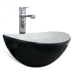 Waskom ovaal zwart wit keramiek 39x32x17,5cm, Huis en Inrichting, Verzenden, Nieuw