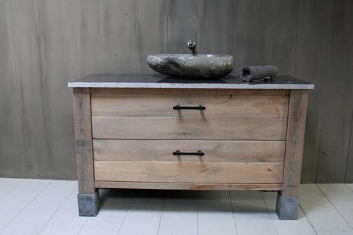 Badkamermeubel Hardsteen/eikenhout 140 cm, Huis en Inrichting, Badkamer | Badkamermeubels, Nieuw, Verzenden