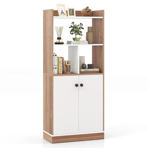 LIVSK Boekenkast Met Dubbeldeurskast 3-Niveau Hoge Plank Vri, Huis en Inrichting, Kasten | Dressoirs, Nieuw, Verzenden