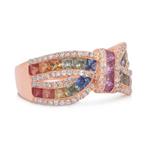 Ring - 18 karaat Roségoud - 2.43ct. tw. Saffier - Diamant, Sieraden, Tassen en Uiterlijk, Ringen, Nieuw