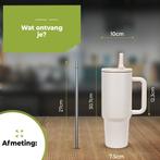 HI NATURE™ Luxe RVS Thermosbeker met Handvat en Rietje 1.2, Huis en Inrichting, Ophalen of Verzenden, Gebruikt