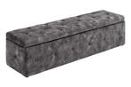 Chesterfield bedbank EXTRAVAGANCIA 140cm grijs fluweel met, Ophalen of Verzenden, Nieuw