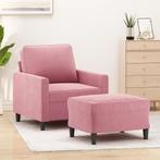 vidaXL Fauteuil met voetenbank 60 cm fluweel roze, Eenpersoons, Verzenden, Nieuw, Minder dan 150 cm