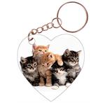 Sleutelhanger hartje 5x5cm - Groepje Kittens Rode Katertjes, Ophalen of Verzenden, Nieuw