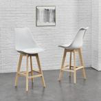 Barkruk set van 6 kunstleer en beuken 105x48x58 cm wit, Huis en Inrichting, Stoelen, Verzenden, Nieuw