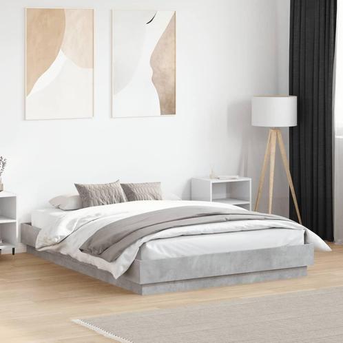 vidaXL Bedframe bewerkt hout betongrijs 120x190 cm, Huis en Inrichting, Slaapkamer | Bedden, 120 cm, 190 cm of minder, Grijs, Twijfelaar
