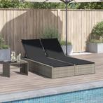 vidaXL Ligbed 2-persoons met kussens poly rattan lichtgrijs, Tuin en Terras, Verzenden, Nieuw
