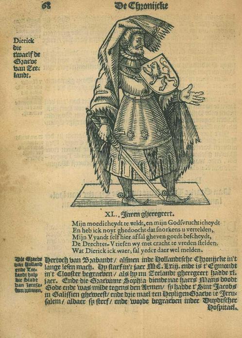 Portrait of Dirk VI, Count of Holland, Antiek en Kunst, Kunst | Etsen en Gravures