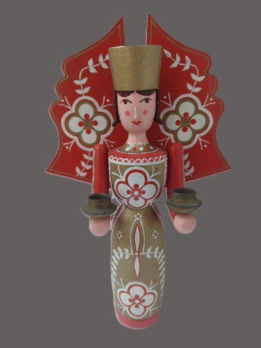 Kerstbeeldje - Oude lichtengel, jaren 1960/70 - hout,, Diversen, Kerst