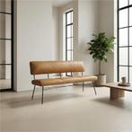 Leren eetkamerbank Solid - Granada Amber (cognac) - Poten, Ophalen of Verzenden, Nieuw, Bruin, Leer