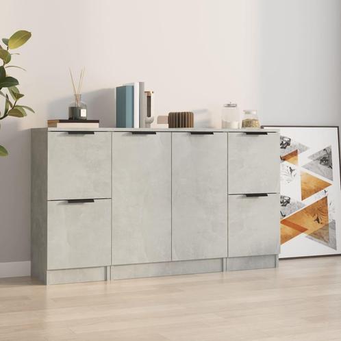 vidaXL Dressoirs 3 st bewerkt hout betongrijs, Huis en Inrichting, Kasten | Dressoirs, 25 tot 50 cm, Nieuw, 50 tot 100 cm, Overige houtsoorten