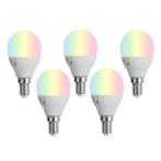 Set van 5 Smart E14 LED lampen G45 opaal RGBW 4.9W 470 lm, Nieuw