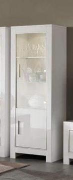 Kolomkast Glas Marknesse Wit - vitrinekasten, Huis en Inrichting, Kasten | Buffetkasten, Nieuw, Overige materialen