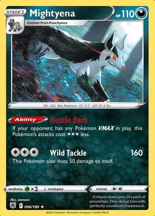 Mightyena 096/189 Astral Radiance, Hobby en Vrije tijd, Verzamelkaartspellen | Pokémon, Losse kaart, Nieuw, Foil, Ophalen of Verzenden