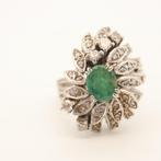 Ring - 19.2 kt. Witgoud Smaragd - Diamant, Nieuw
