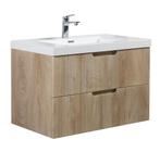 Badkamermeubel Set Thermis 80cm Licht Eiken Badmeubel, Huis en Inrichting, Badkamer | Badkamermeubels, Verzenden, Nieuw, Wastafelkast