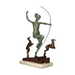 sculptuur, Diana met honden - Godin - 37 cm - IJzer, Antiek en Kunst