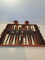 Spel - Vintage grote Backgammon spel - koffer - Hout en leer