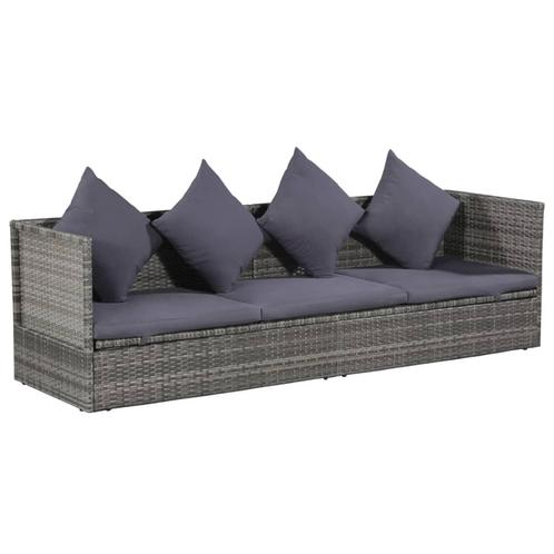 vidaXL Tuinbed 200x60 cm poly rattan grijs, Tuin en Terras, Ligbedden, Nieuw, Verzenden