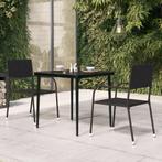 vidaXL Tuintafel 80x80x74 cm staal en glas zwart, Verzenden, Nieuw, Metaal