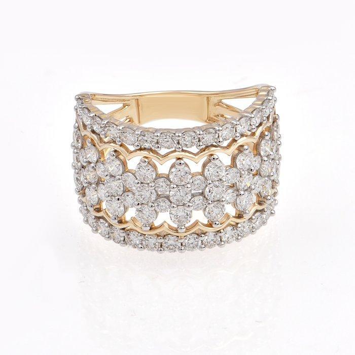 Ring - 14 karaat Geel goud - 2.40ct. tw. Diamant (Lab-grown), Sieraden, Tassen en Uiterlijk, Ringen