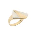 Bicolor gouden fantasiering., Sieraden, Tassen en Uiterlijk, Ringen, Gebruikt, Overige kleuren, Ophalen of Verzenden, 17 tot 18