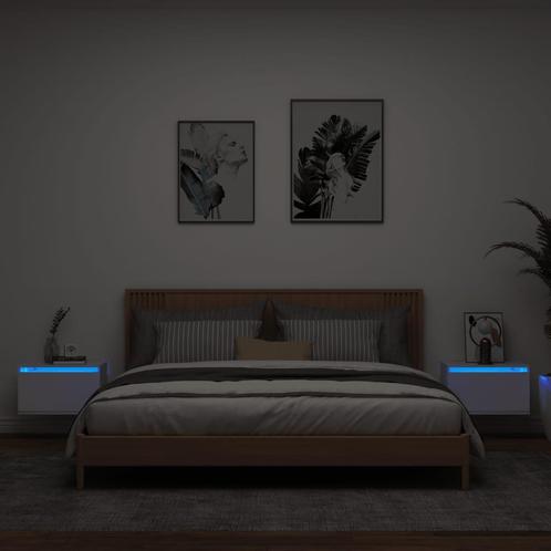 vidaXL Nachtkastjes met LEDs 2 st wandgemonteerd wit, Huis en Inrichting, Slaapkamer | Nachtkastjes, Nieuw, Minder dan 45 cm, Hout
