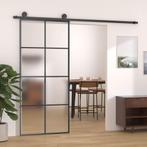 vidaXL Schuifdeur 90x205 cm aluminium en ESG-glas zwart, Doe-het-zelf en Verbouw, Deuren en Horren, Verzenden, Nieuw