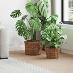 vidaXL Bloempot Mand met opslag 2 pcs Bruin Kubu Rattan, Huis en Inrichting, Woonaccessoires | Schalen en Manden, Verzenden, Nieuw