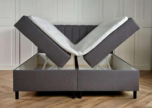 Boxspring met opbergruimte Lausanne 180 200 Antraciet, Huis en Inrichting, Slaapkamer | Boxsprings, 180 cm, 200 cm, Grijs, Tweepersoons