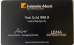 1 gram - Goud .999 - Heimerle + Meule, Germany - Verzegeld, Postzegels en Munten