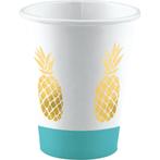 Feestbekers Ananas Goud - 8 Stuks, Ophalen of Verzenden, Nieuw